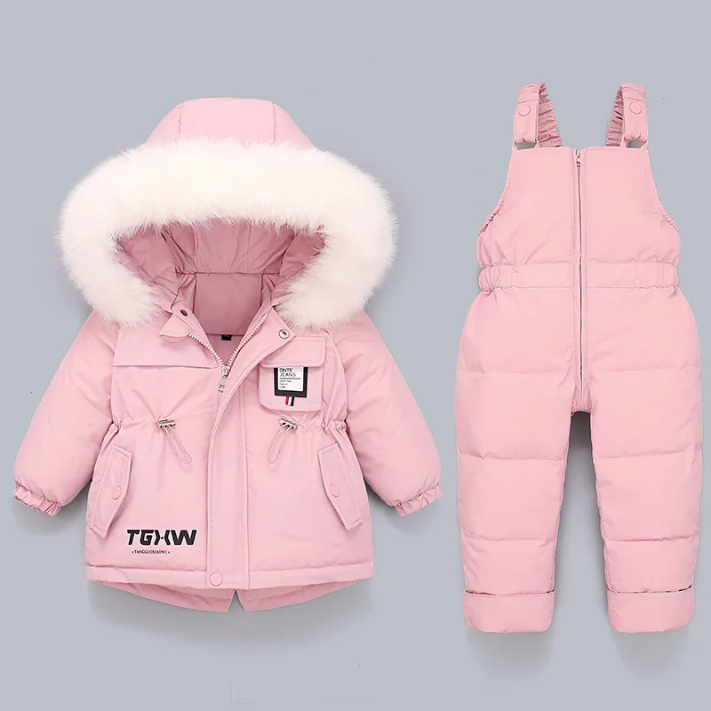 New children\'s down jacket girl baby suit pants thickened children 1-3 years old infant winter coat