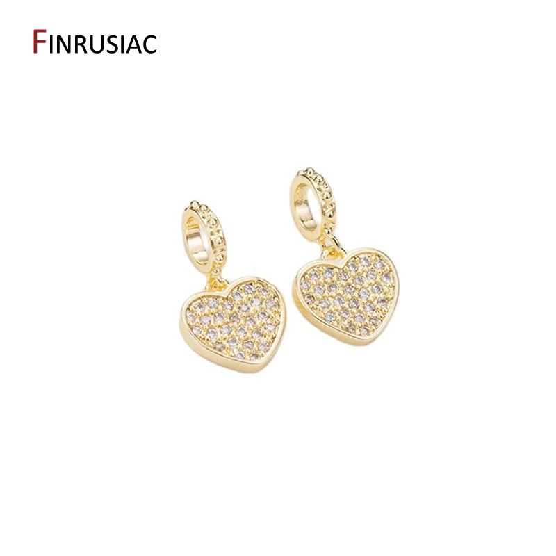 14k gold plated inlaid zircon rhinestone heart moon stars charms for diy bracelets jewelry making