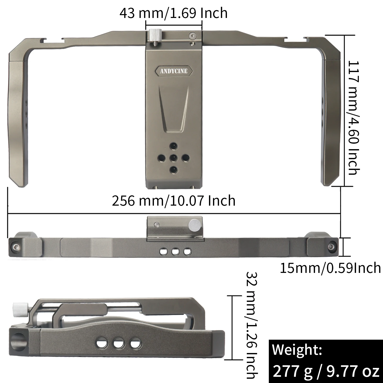 ANDYCINE-Soporte Universal para teléfono, estabilizador de empuñaduras dobles de aluminio con soporte de zapata fría para grabación de vídeo