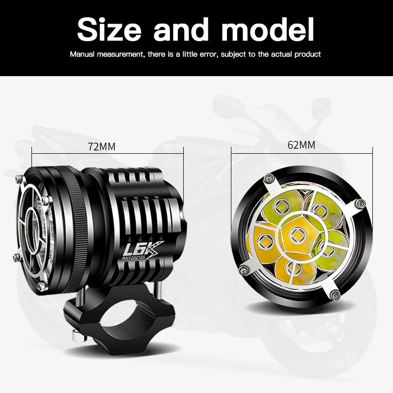 1Set 120W Led motorcycle headlight spotlight moto led lamps For SUZUKI BMW  Honda Front Brackets motorbike Fog Passing Light