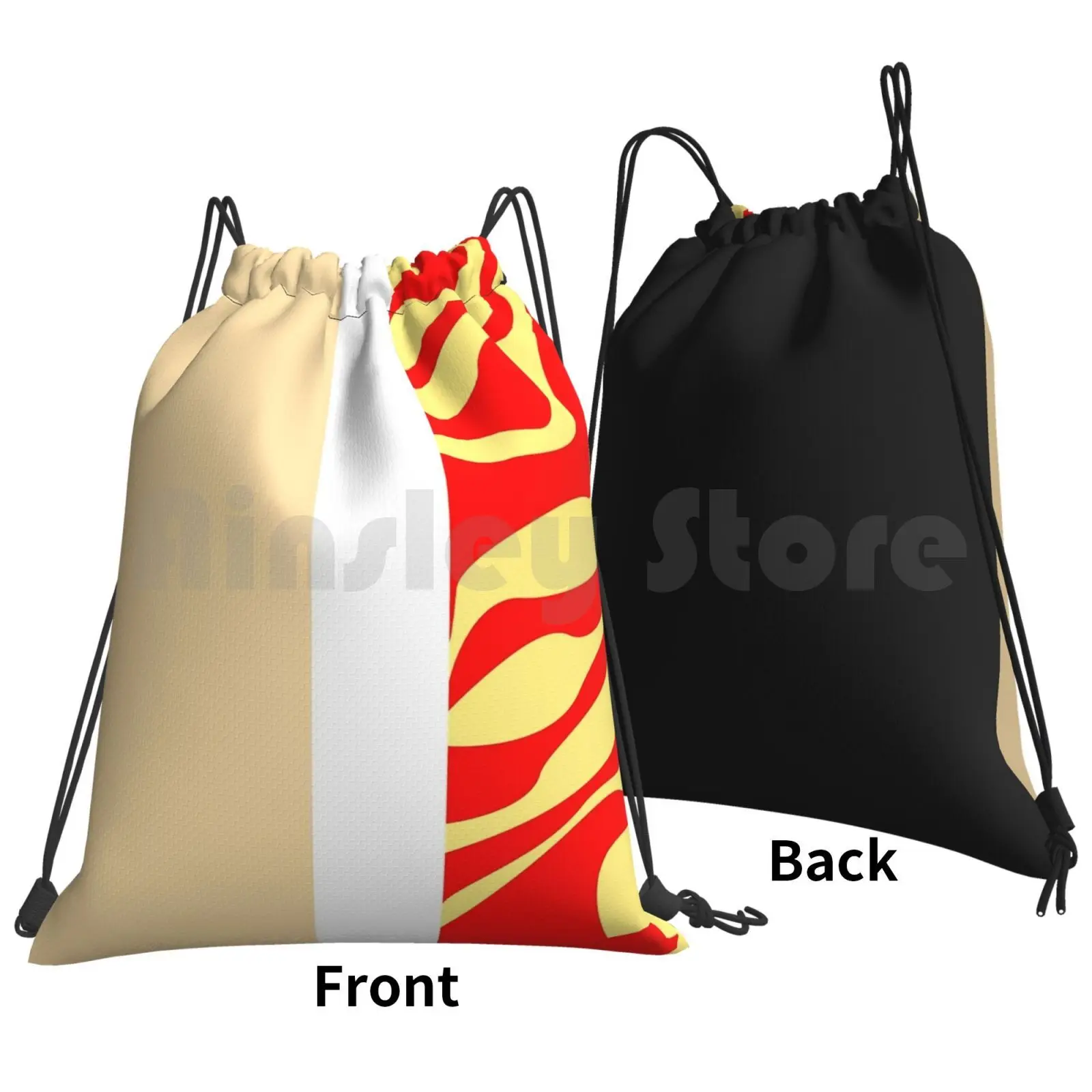 Campfire Backpack Drawstring Bag Riding Climbing Gym Bag Lines Red Yellow Waves Abstract Pattern Camo Pop Pop Art Pop