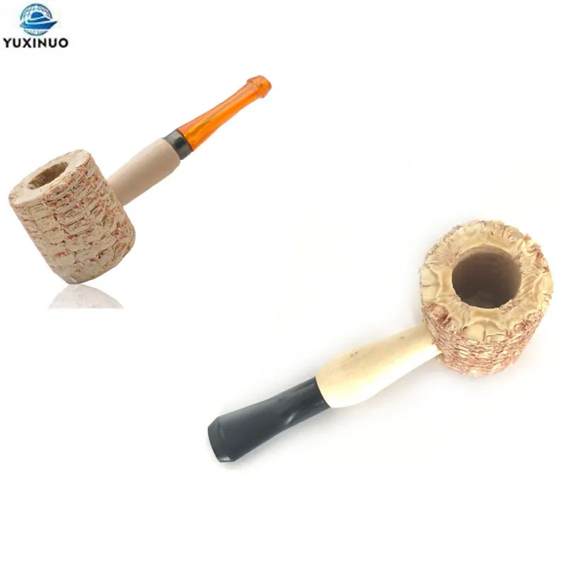 Natural Corn Cob Tobacco Pipe S/M Size 85mm/100mm with Yelle Acrylic Mouthpiece Wooden Corn Smoking Stem Straight Pipes Healthy