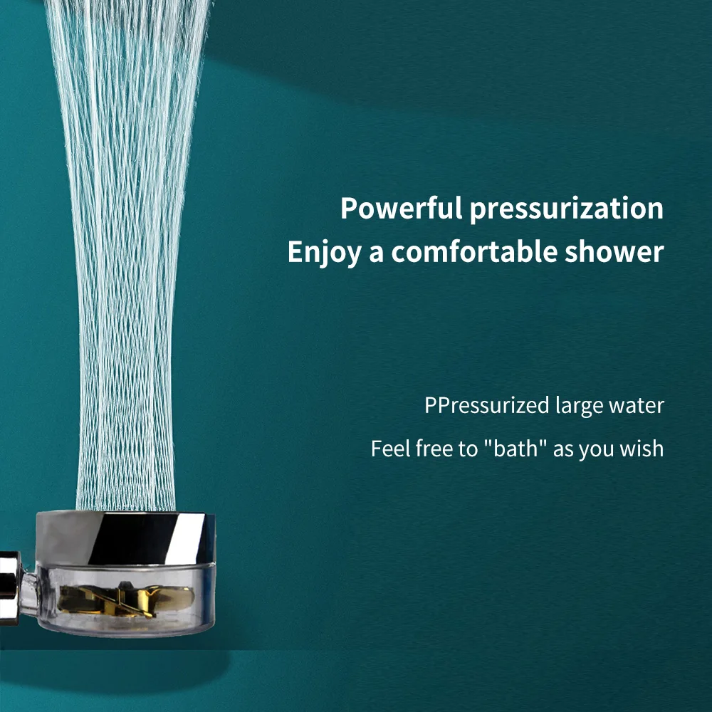 Driven Handheld Propeller Shower Head Water Saving Massage High Pressure Premium Turbocharged for Bathroom Accessaries Shower