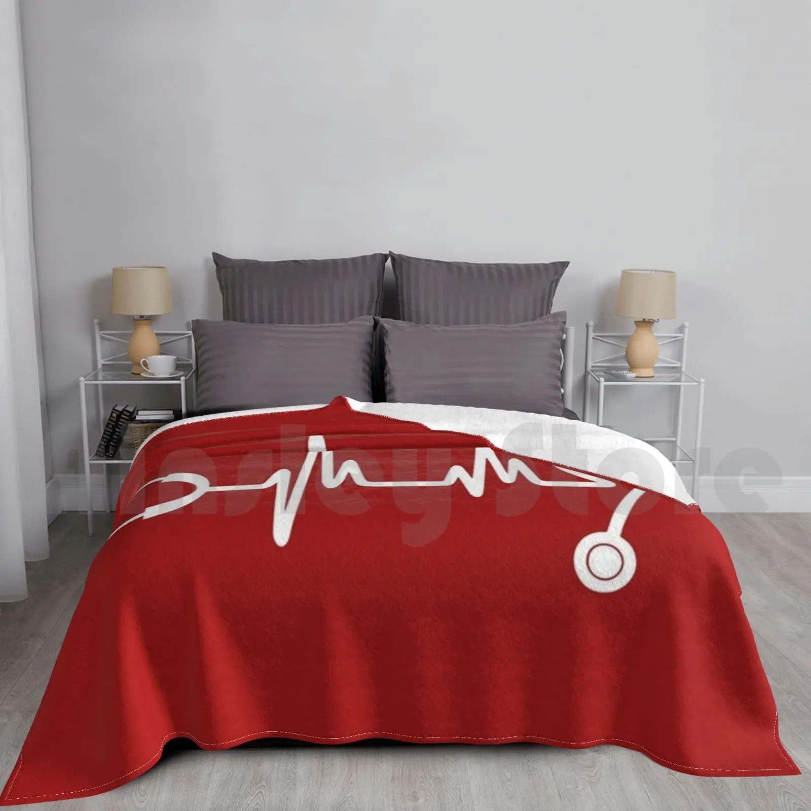 Hearbeat Stethoscope Blanket For Sofa Bed Travel Nurse Heartbeat Stethoscope Cardiology Health Pulse