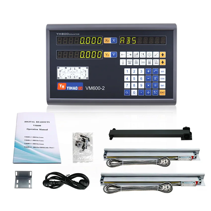 

VM600-2 Digital Readout Dro Set Linear Scales Kit 5U Linear Encoder Lines 50mm to 1000mm for Lathe Mill Machines YIHAOGD YHSINO