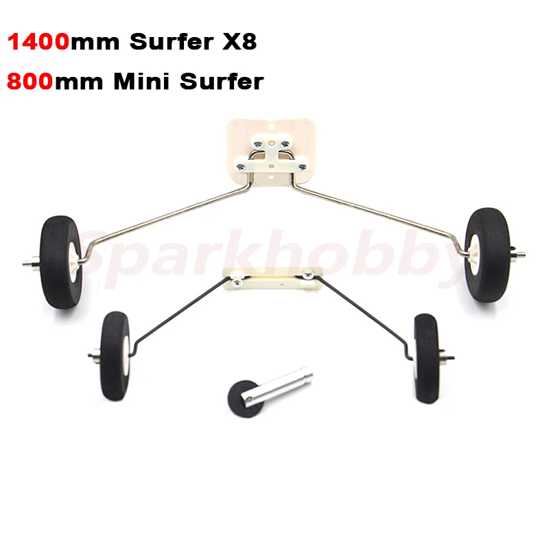 1400mm Surfer X8 / 800mm Mini Surfer 800 Glider carrello di atterraggio in filo d\'acciaio con ruota in spugna per RC Airpalne modelli ad ala fissa