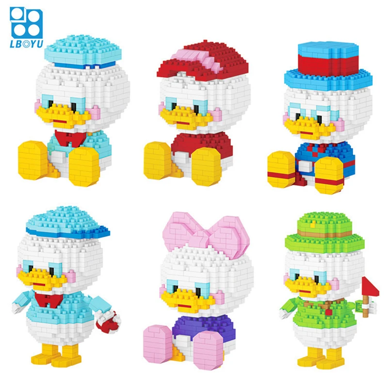 

330pcs+ Cartoon Building Block Donald Duck Mini Figure Louie Huey Scrooge Mcduck Funny Mirco Diamond Bricks Model Toys Children