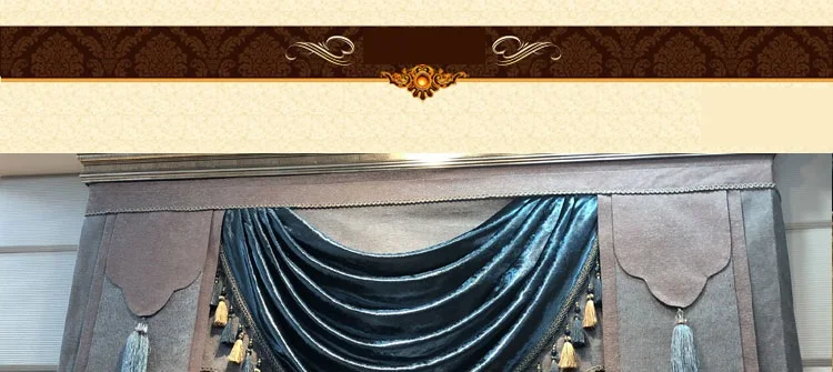Hochwertige Verdunkelungsvorhänge in Grau und Blau mit Stickerei für Wohnzimmer, Schlafzimmer, bestickter Tüll, individuelle Volantvilla – Detail 7