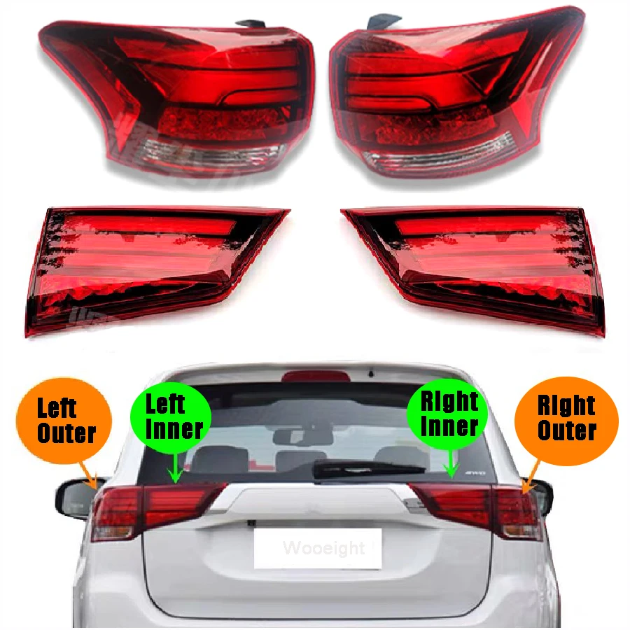 

Wooeight Inner/Outer Side Tail Light Fit for Mitsubishi Outlander 2016-2019 2020 With LED Rear Brake Light Fog Lamp Stop Light