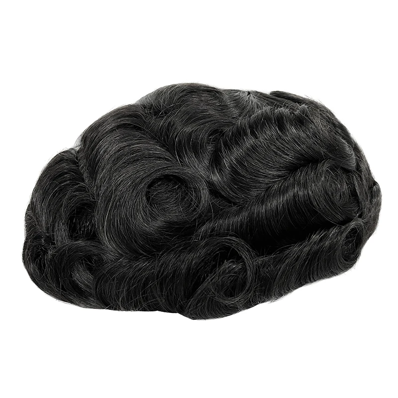 Ali Queen Haar Mono en NPU Haarvervangingssystemen Handgemaakte Pruik Indian Remy Haar Toupetje Voor Mannen Heren Wave Haarstuk Pruik