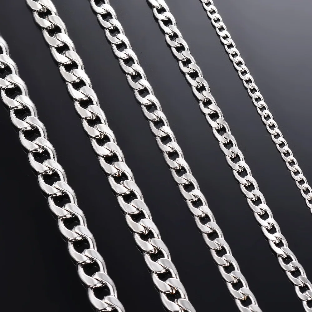 1 Stück Breite 3mm-9,5mm Panzerkette Halskette für Männer und Frauen, Basic Punk Edelstahlkette Choker – Detail 2