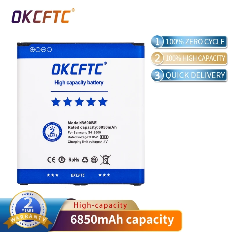 OKCFTC 6850mAh B600BC B600BE Battery For Samsung Galaxy S4 SIV i9500 S4 Active I9295 i9505 i9502 i9508 g7106 i9158 i9506 Grand 2