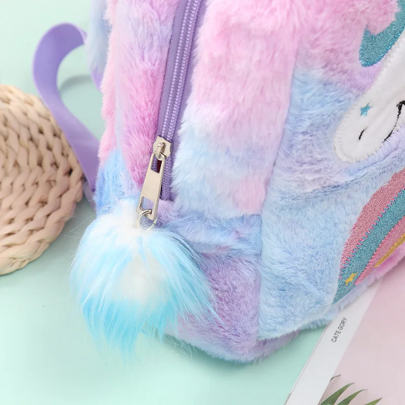 Mochila De felpa para niñas pequeñas, bolso escolar con patrón de animales de dibujos animados, mochila de día ligera, bandoleras