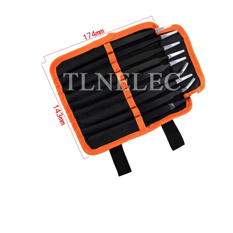 Pinzette Tela Imballaggio di Precisione In Acciaio Inox Nero Testa Dritta, Testa Rotonda, Gomito, Testa Piatta, A punta Pinzette a Testa