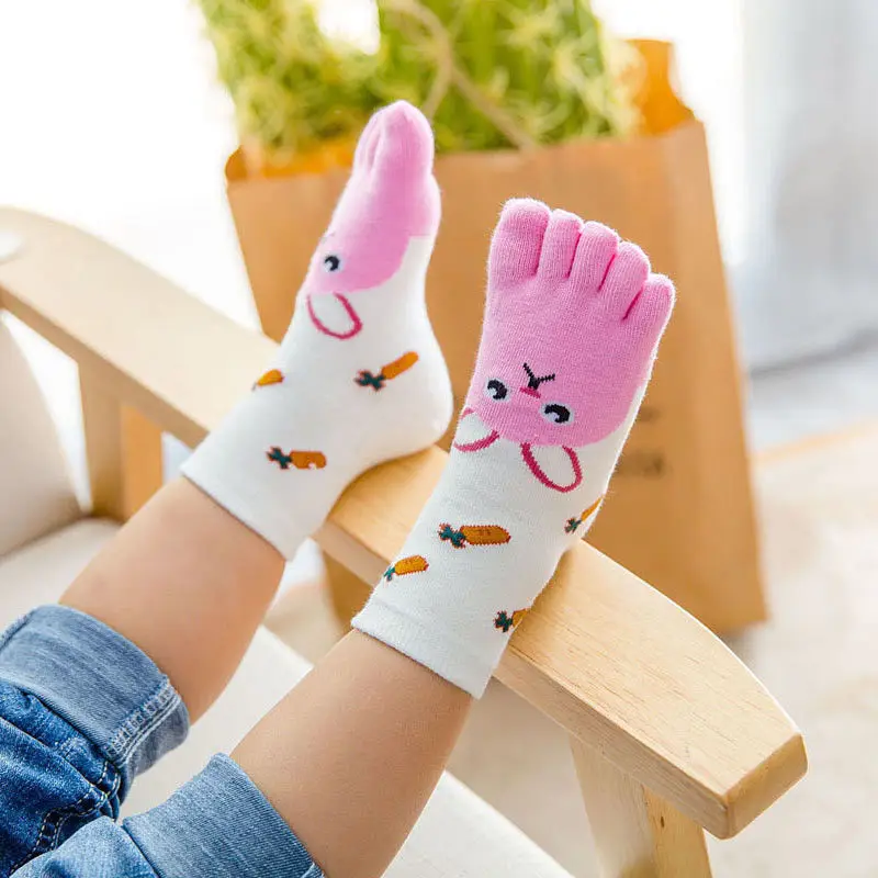 Chaussettes Parker en coton pour enfants, dessin animé mignon, bébé, enfant, fille, garçon, tout-petit, chaud, automne, printemps, 5 doigts, 3-12 ans