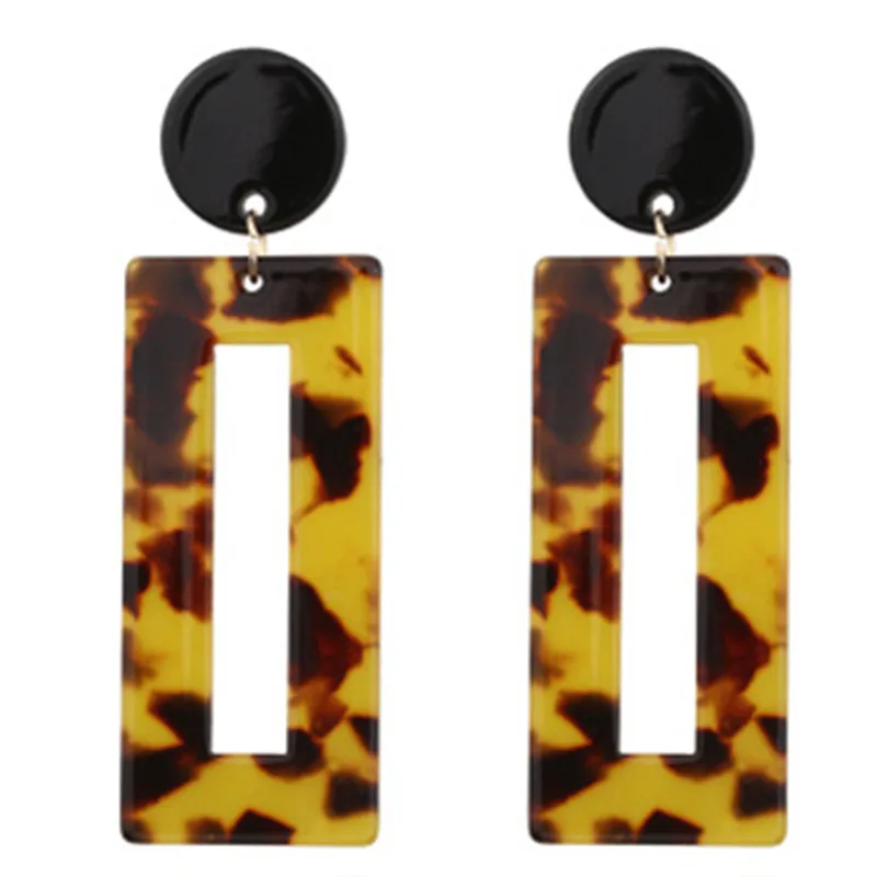 Korean Simple Big-Brand Acetate Version Of Leopard Earrings Acrylic Plate Geometric Resin Earrings Women's Jewelry