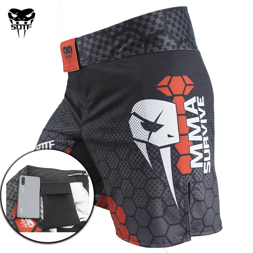 SOTF MMA Geometry Technology Snake Head Fitness Breathable boxing shorts Tiger Muay Thai mma shorts kickboxing fight pants sanda