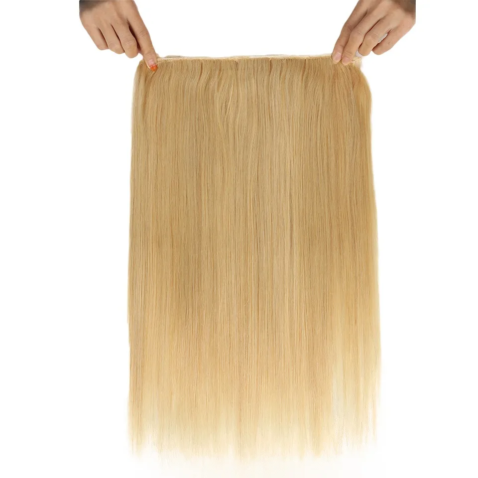 Rebecca Double Drawn Steil Haar P6/613 Blonde P27/613 Braziliaanse Menselijk Haar Weave Bundels 1 Stuk Alleen remy Extensions