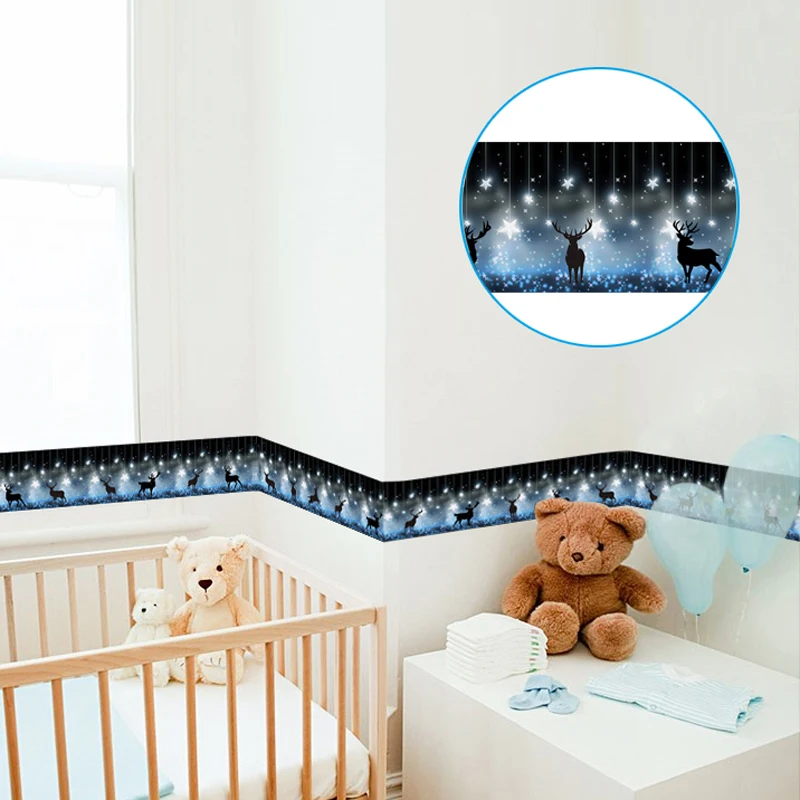 Wallpaper Borders Deer Kids Room Bedroom Waistline Waterproof Self-adhesive Sticker Waterproof Vinyl Wall Papers Home Decor 5m