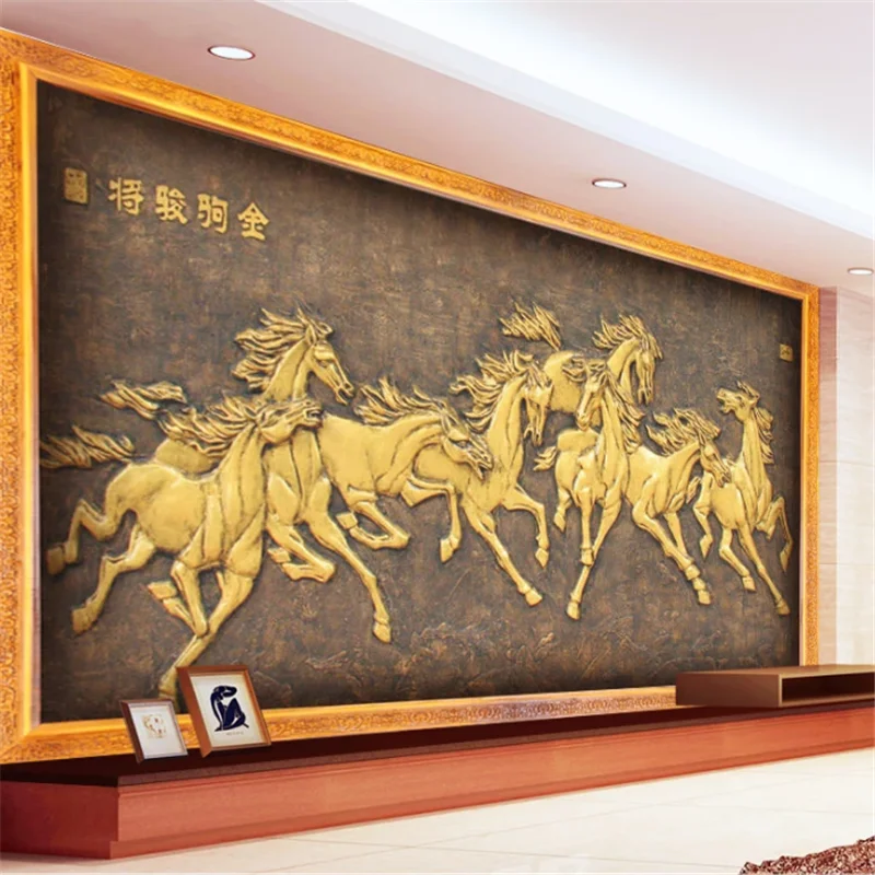 beibehang Custom wallpaper 3d mural horse to success eight horses living room TV background wall papers home decor 3d wallpaper