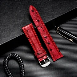 Ostrich Pattern Watch Strap Genuine Leather Watchbands 18mm 20mm 22mm Men Women Bracelet Quick Release Straps Wristwatch Band