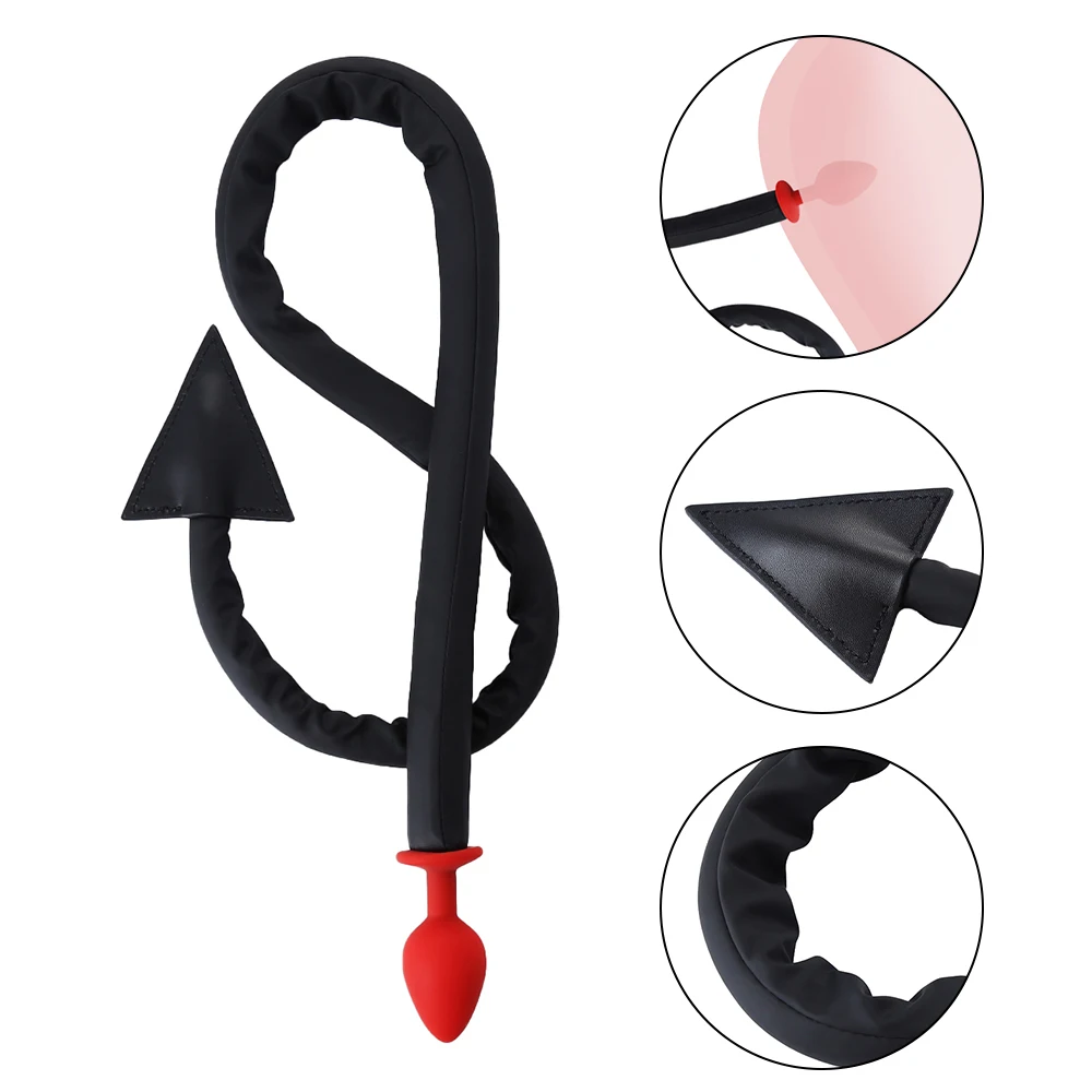 Black Devil Tail Adult Products Slave Cosplay Butt Plug Silicone Red Anal Plug Whip Anal Apparatus Anal Plug Bondage SM Sex Toys