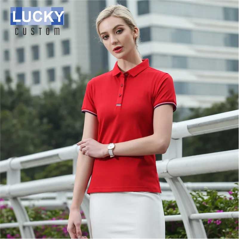 Women's High Quality Polo Fir Custom Design Company Brand Logo/print Embroidery Golf Polo Suit Business Breathable Short Sleeves