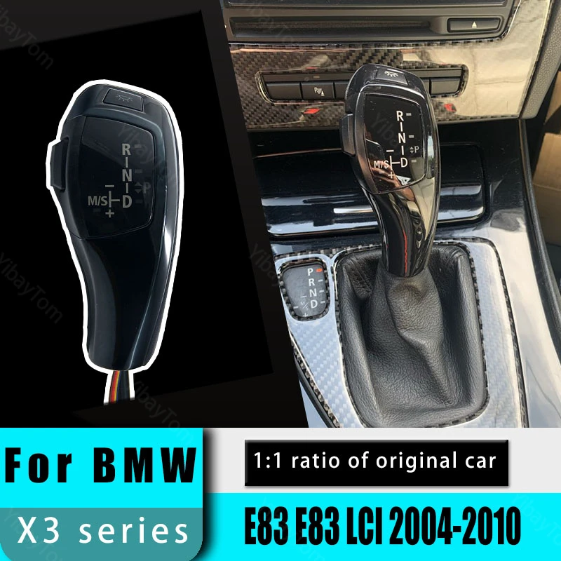 Pre-facelift Silver Car-styling Modified Led Gear Shift Knob Carbon Fiber Pattern LHD for BMW X3 E83 LCI 2004-2010 Accessories