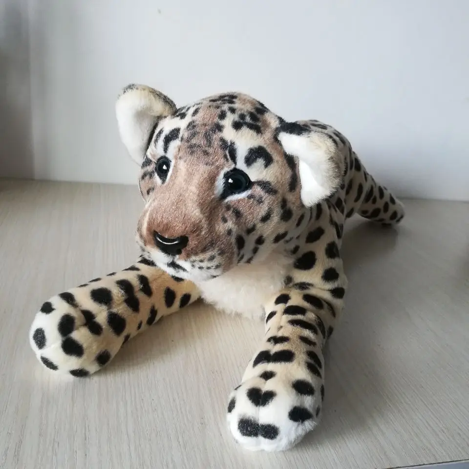 real life toy about 42cm lying leopard plush toy soft doll Christmas gift s2496