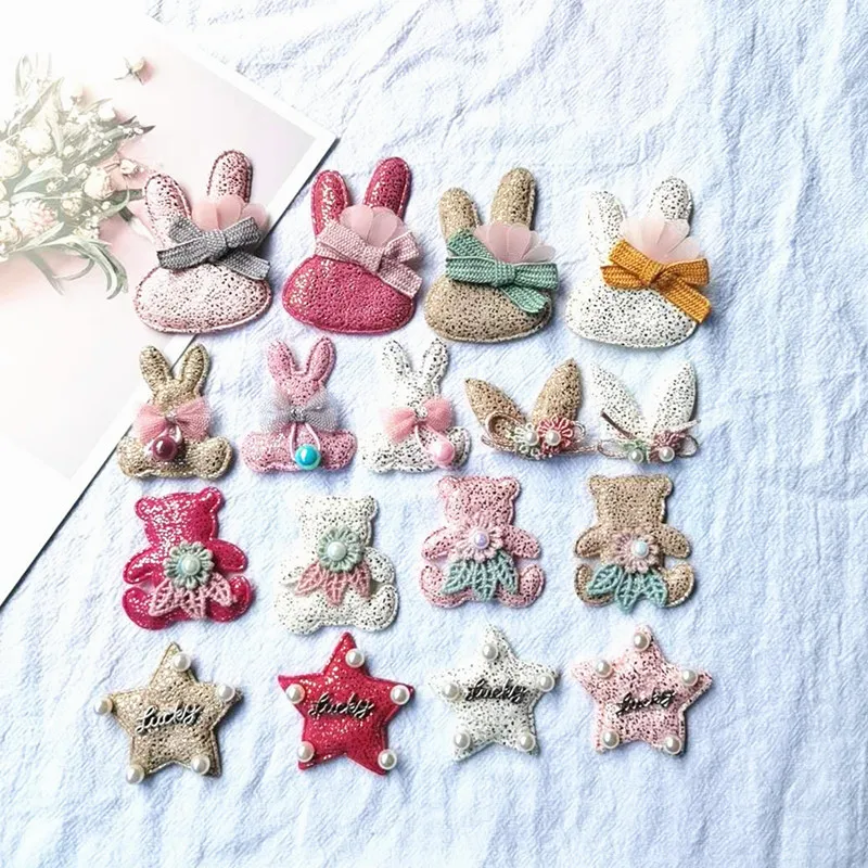 Cartoon Cloth Patches for Clothes,  Bear and Rabbit Padded Patches Sewing Supplies Decoration, 20 PCs/Lot