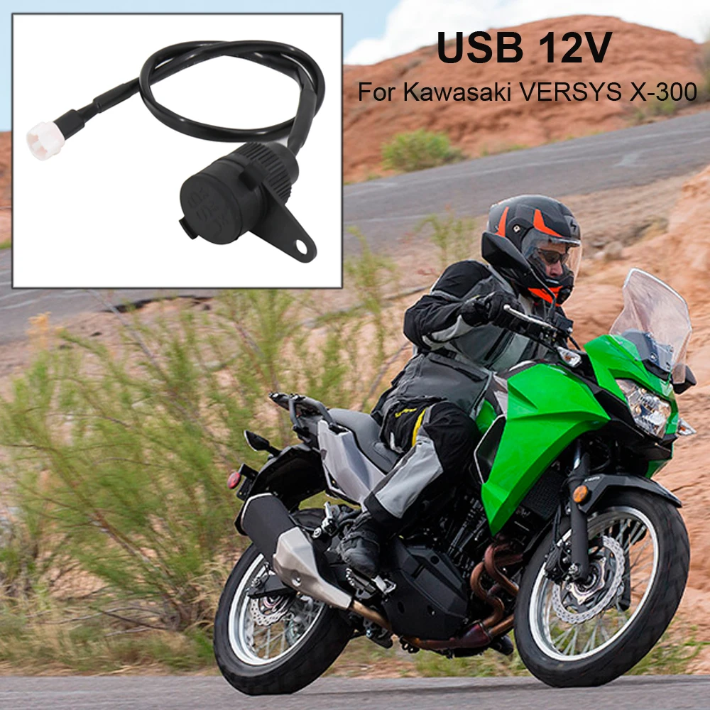 

For Kawasaki VERSYS X-300 NEW Motorcycle Modify 12V Double USB Charger Adapter Mount