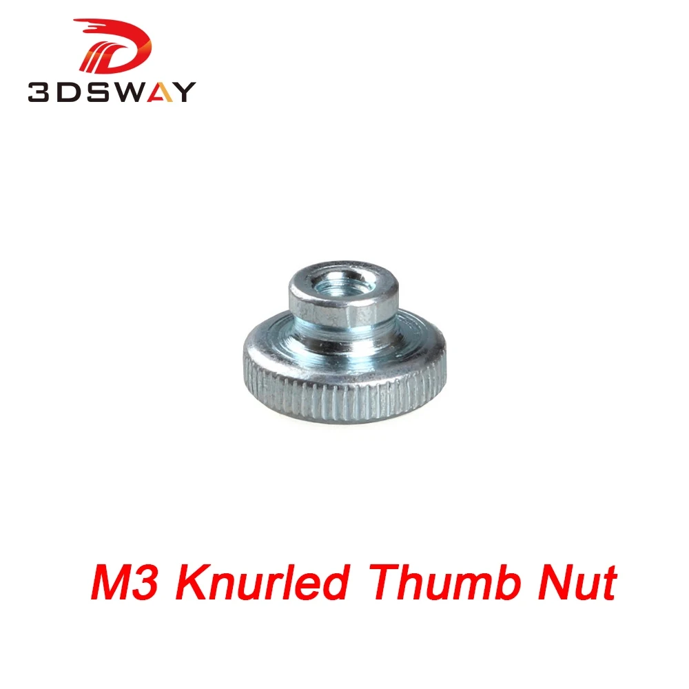 3DSWAY 10pcs/lot 3D Printer Heated Bed Leveling Nut Z-axis Leveling Nut M3 Knurled Thumb Nut for Makerbot Prusa I3 Printer