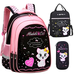 Cute Girls School Bags Children Primary Backpack Cartoon Cat Print Princess Schoolbag Orthopedic Kids Bookbags Mochila Infantil