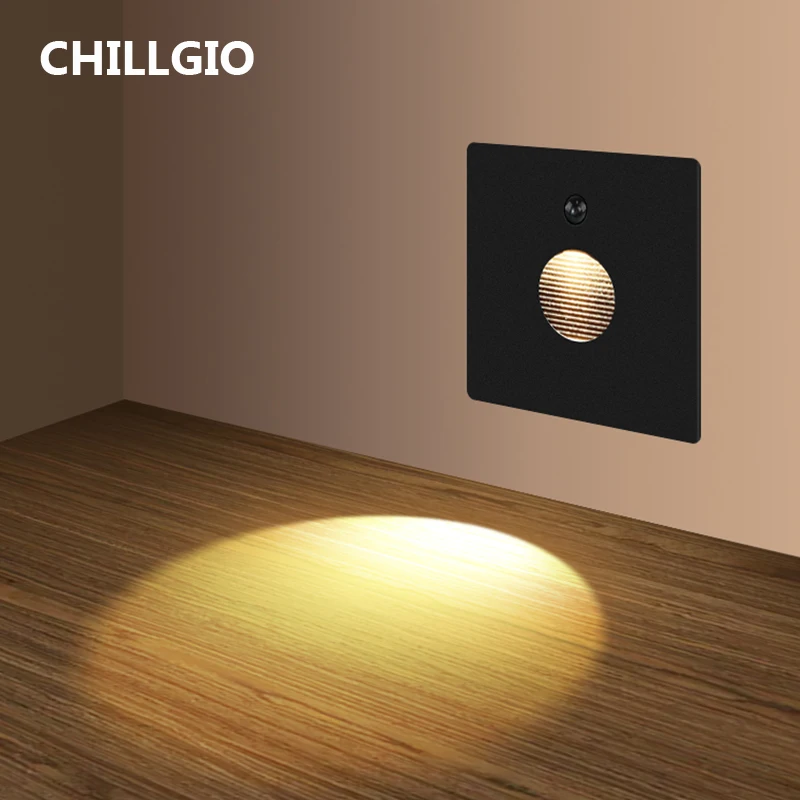 CHILLGIO Magnetic Sensor Waterproof Staircase Lights Indoor Outdoor Aluminum Wall Lighting Recessed In Floor LED Stair Step Lamp