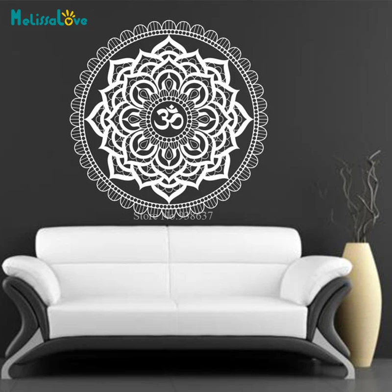 Modern Craft Exquisite Mandala Flower Wall Sticker Home Decor Indian Pattern Vinyl Yoga Murals Living Room Vinyl Decals BA813