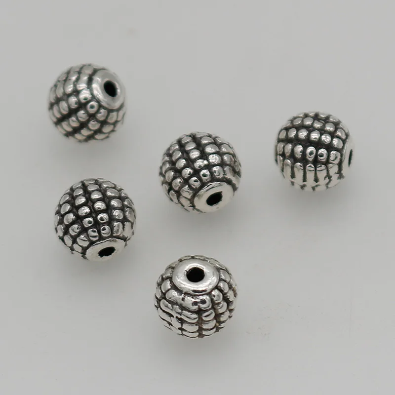 30pcs/lot Retro Antique Silver Color Dots Round Loose Beads 8.5mm Manual Metal Prayer Yoga Spacer Beads DIY Jewelry Accessories