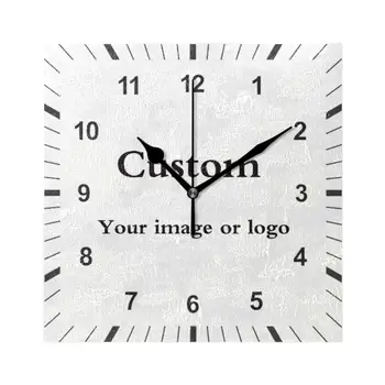 Custom your own square wall clock silent battery operated wall clock quiet non ticking high quality tailor made home decor clock