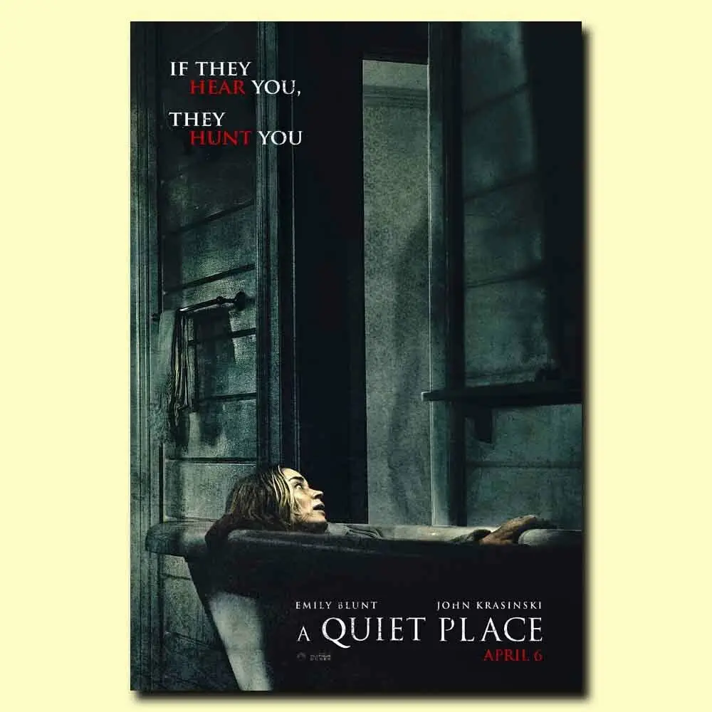 A Quiet Place Emily Blunt Horror Movie Silk Fabric Wall Poster Art Decor Sticker Bright