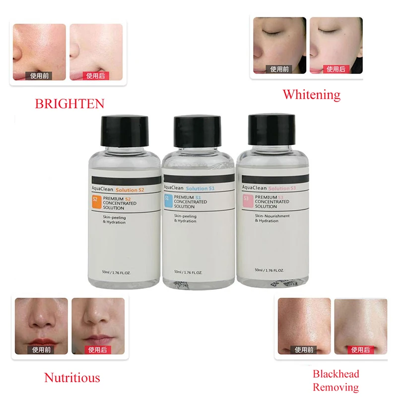 3Pcs Deep Facial Skin Cleaning Solution As1 Sa2 Ao3 Small Bubble Peeling Solution Aged Keratin Removal Beauty Machine