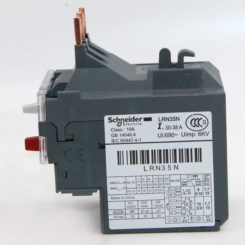 Schneider Thermal Overload Relay LRN01N 02N 03N 04N 05N 06N 07N 08N 10N 12N 14N 16N 21N 22N 32N 35N 0.10-0.16A 4-6A 30-38A