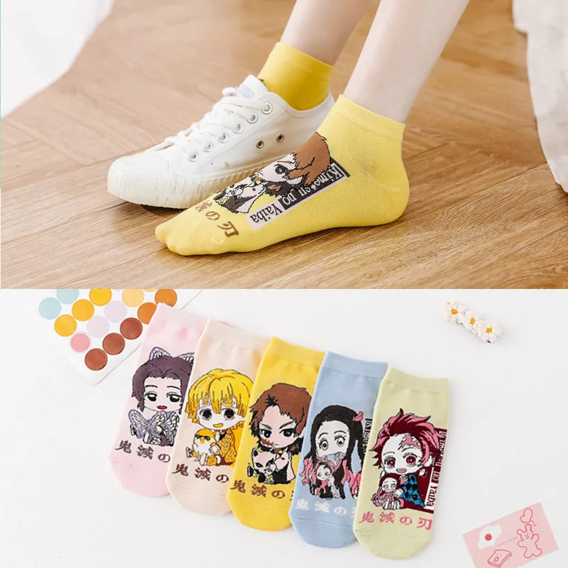 New Cartoon Men Women Socks Parent-Child Socks Funny Demon Slayer Kimetsu No Yaiba Cosplay Prop Cartoons Anime Cotton Socks