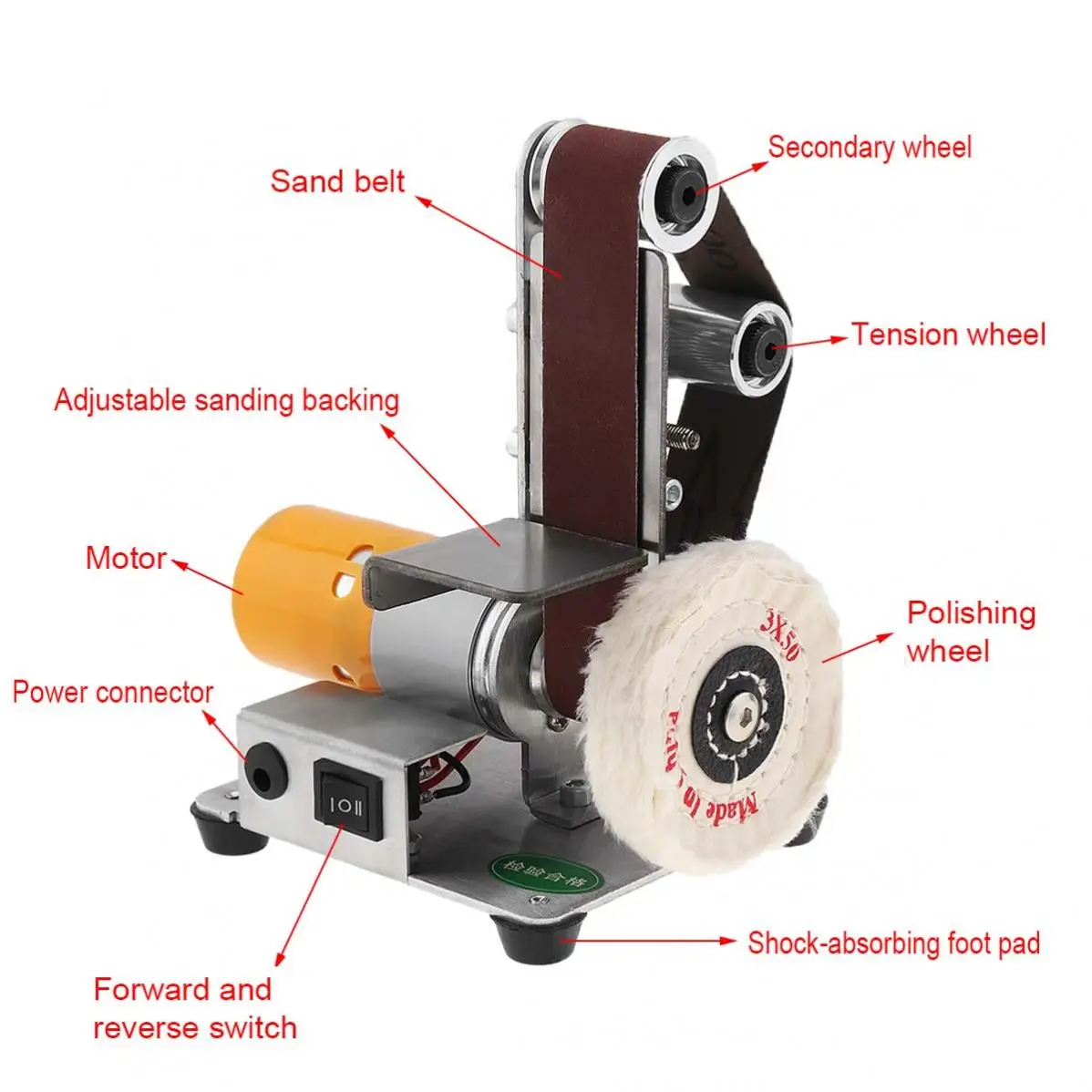 Mini levigatrice a nastro elettrica levigatrice levigatrice levigatrice nastri abrasivi smerigliatrice lucidatura fai da te bordi
