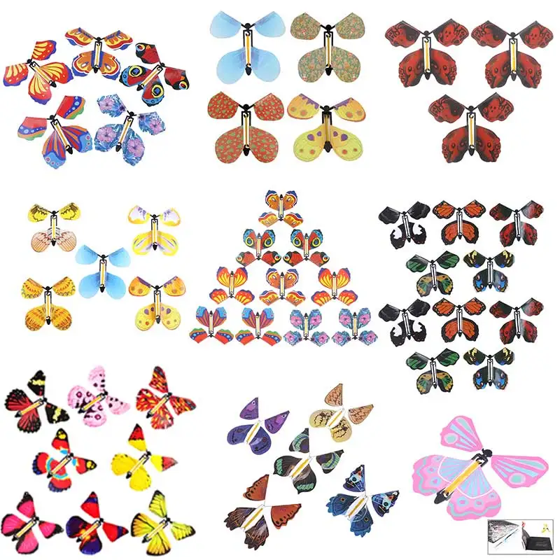 5/10pcs Magic Butterfly flying Card Toy with Empty Hands Butterfly Wedding Magic Props Magic Tricks Outdoor Toy Color Random