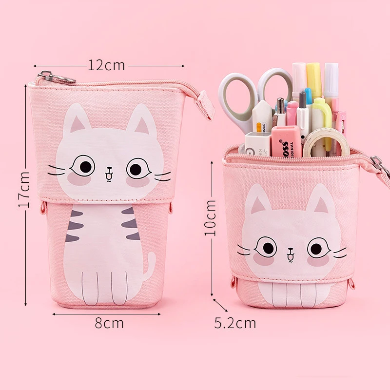 Imagem -03 - Gato Bonito Escola Lápis Case para Meninas Menino Pencilcase Lona Cartucho Caneta Bolsa Kawaii Unicórnio Canetas Caixa Titular Artigos de Papelaria Fornecimento