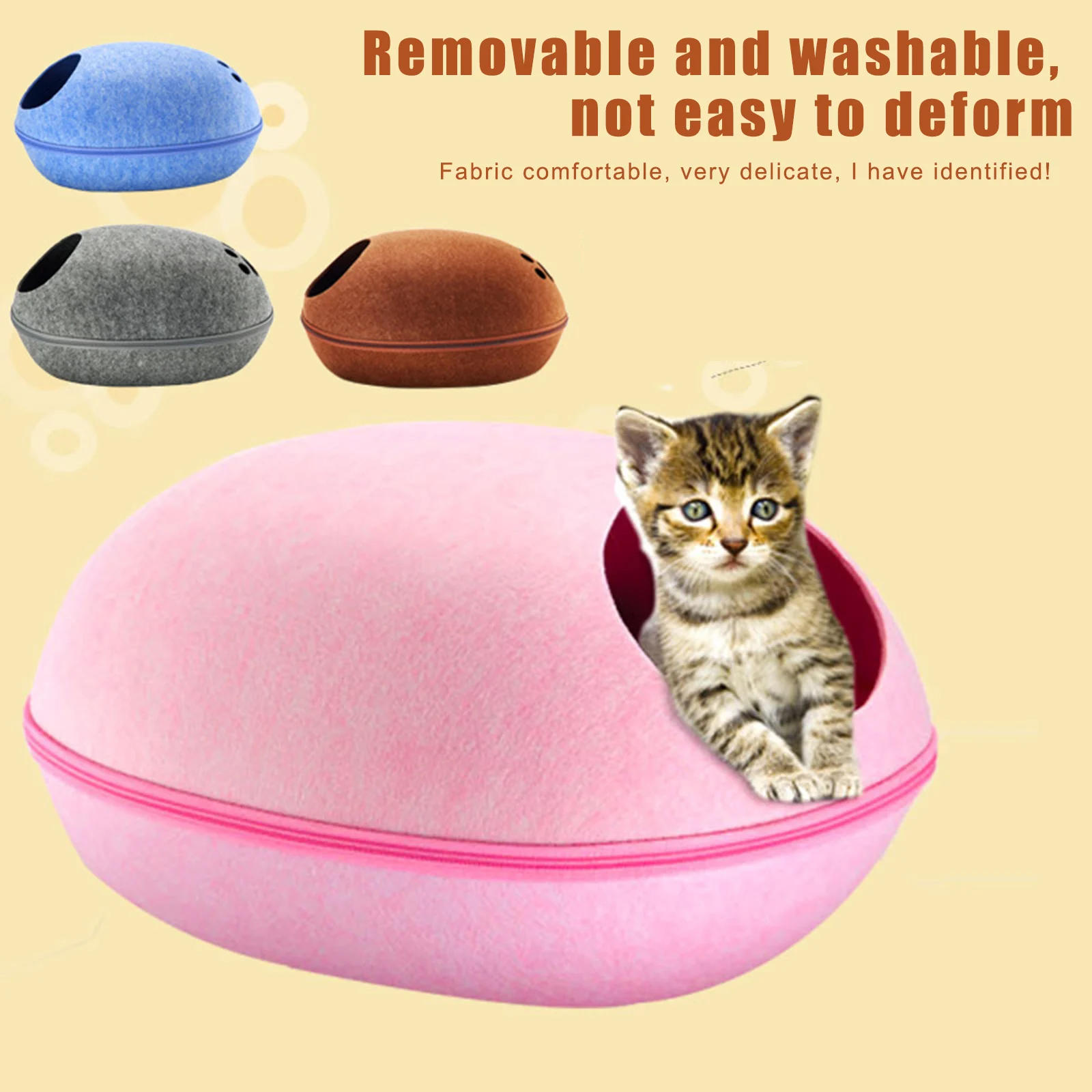 Dog Cat Bed Cave Sleeping Bag Zipper Egg Shape Felt Cloth Pet House Cat Basket Products for Cat Animals Supplies In Stoc