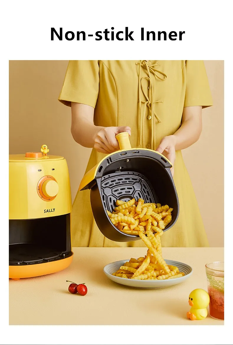 220V sally 2.6L joyoung Household Electric Food Fryer  Oil-free French Fries Maker Yellow/Brown Color Available air Fryer