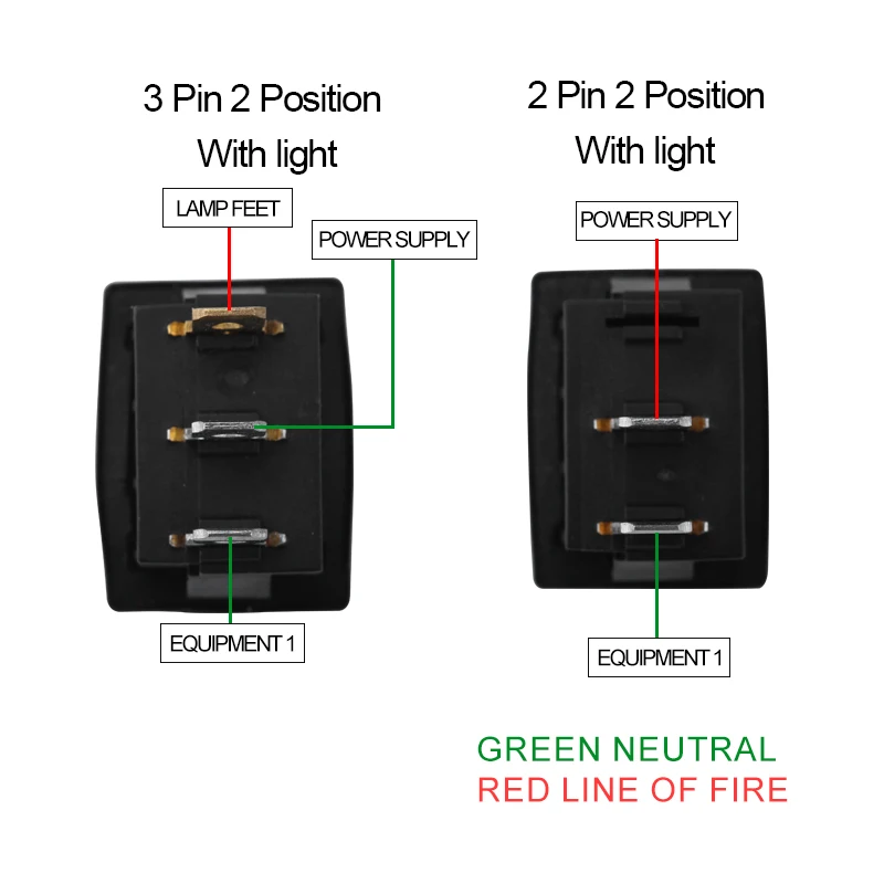 Waterproof Rocker Switch  35x17.5mm ON-OFF 2/3 Pin Electrical Equipment With Light Boat Power Rocker Switch 15A 250V/20A 125V