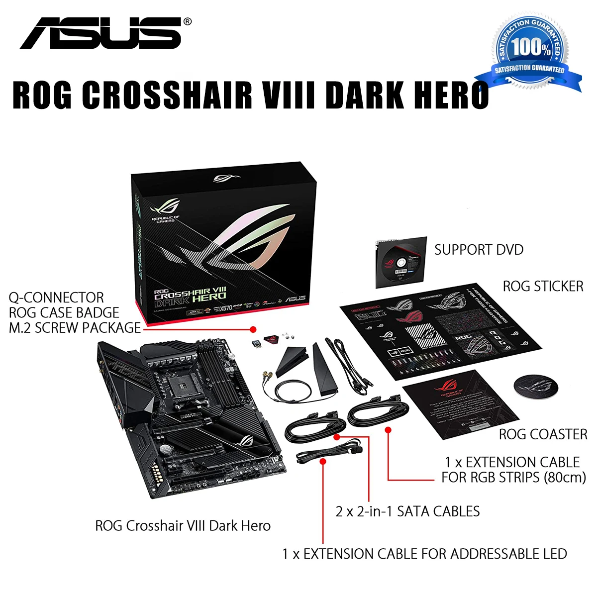 لوحة آسوس ROG CROSSHAIR الثامن الظلام بطل اللوحة AM4 DDR4 128GB AMD Ryzen 5000 PCI-E 4.0 RGB الألعاب المكتبي X570 بلاسا-mv1 e AM4 ATX