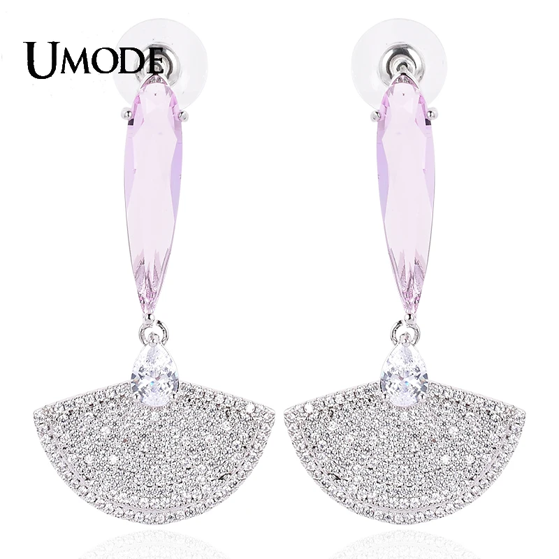 UMODE NEWS Drop Type CZ Earring Sector round Zircon Earrings for Elegant Women Bridal Wedding Jewelry Accessories Gift UE0727