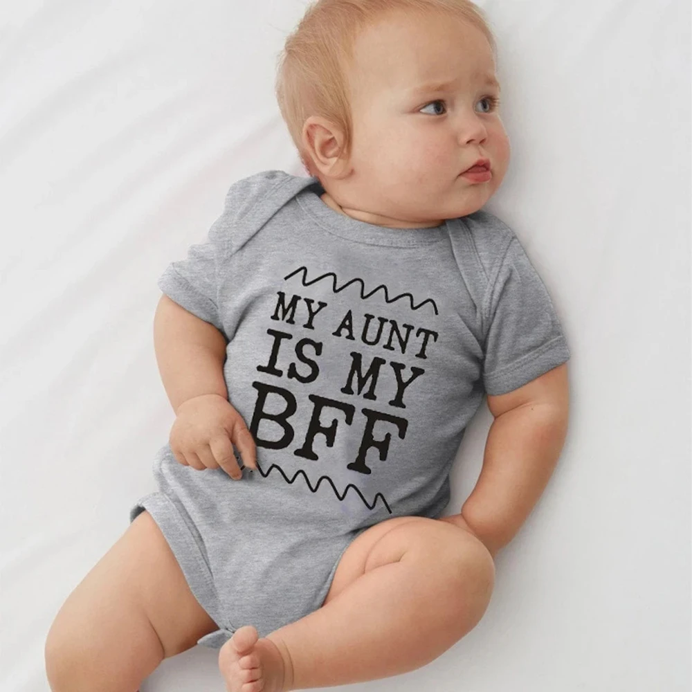 

Newborn Baby Romper My Aunt Is My Best Friend Print Funny Infant Boys Girls Short Sleeve Aunties Babies Jumpsuit Outfits